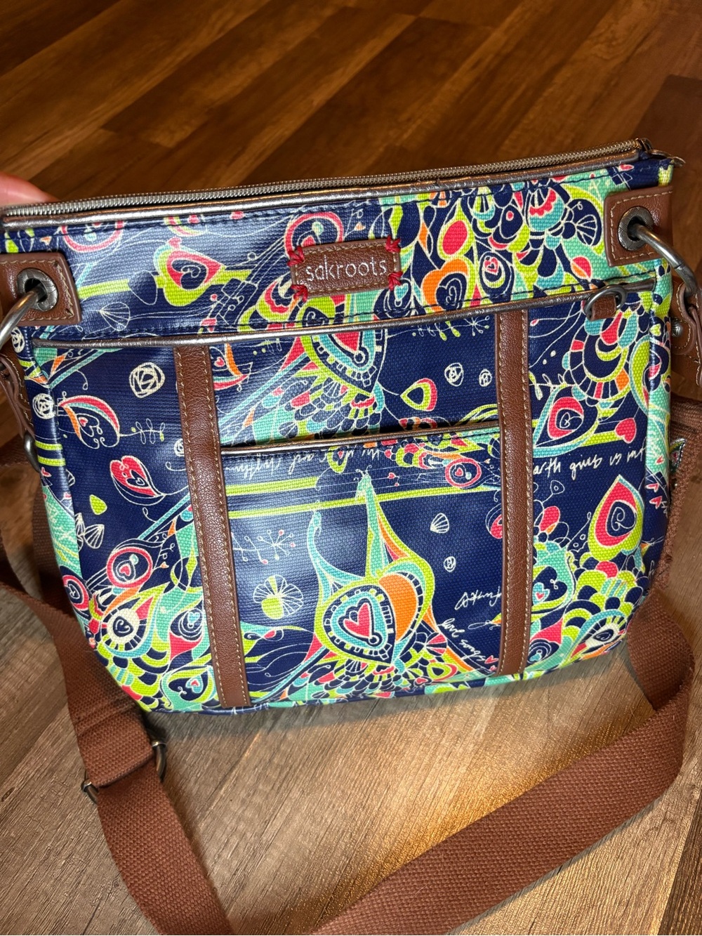 Sakroots Navy Floral Multicolor Crossbody Bag - Picture 5 of 9
